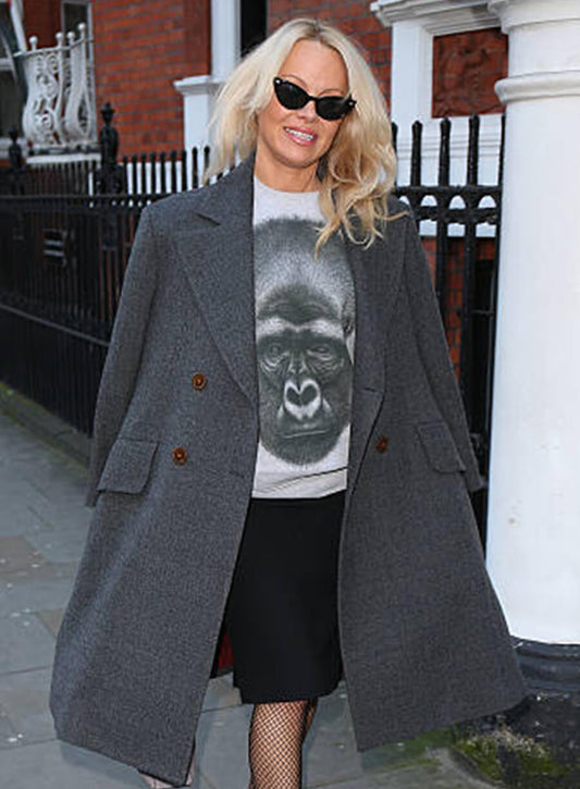 Pamela Anderson Grey Wool Coat