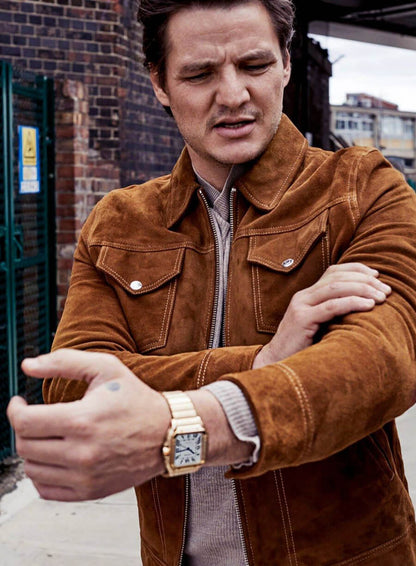 Pedro Pascal Brown Suede Jacket