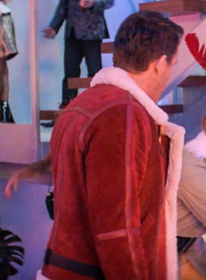 Ryan Reynolds Spirited Red Shearling Leather Jacket