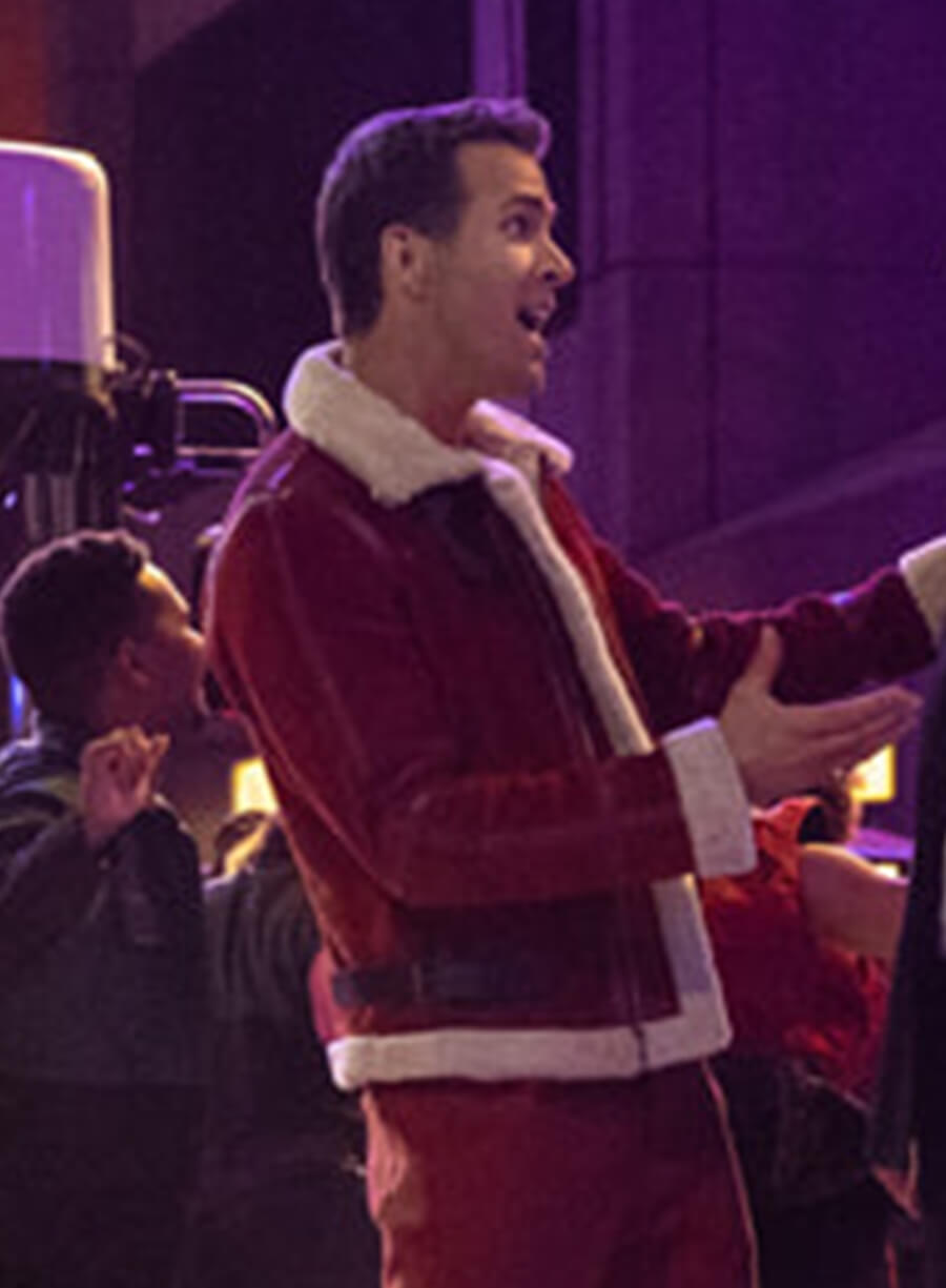 Ryan Reynolds Spirited Red Shearling Leather Jacket
