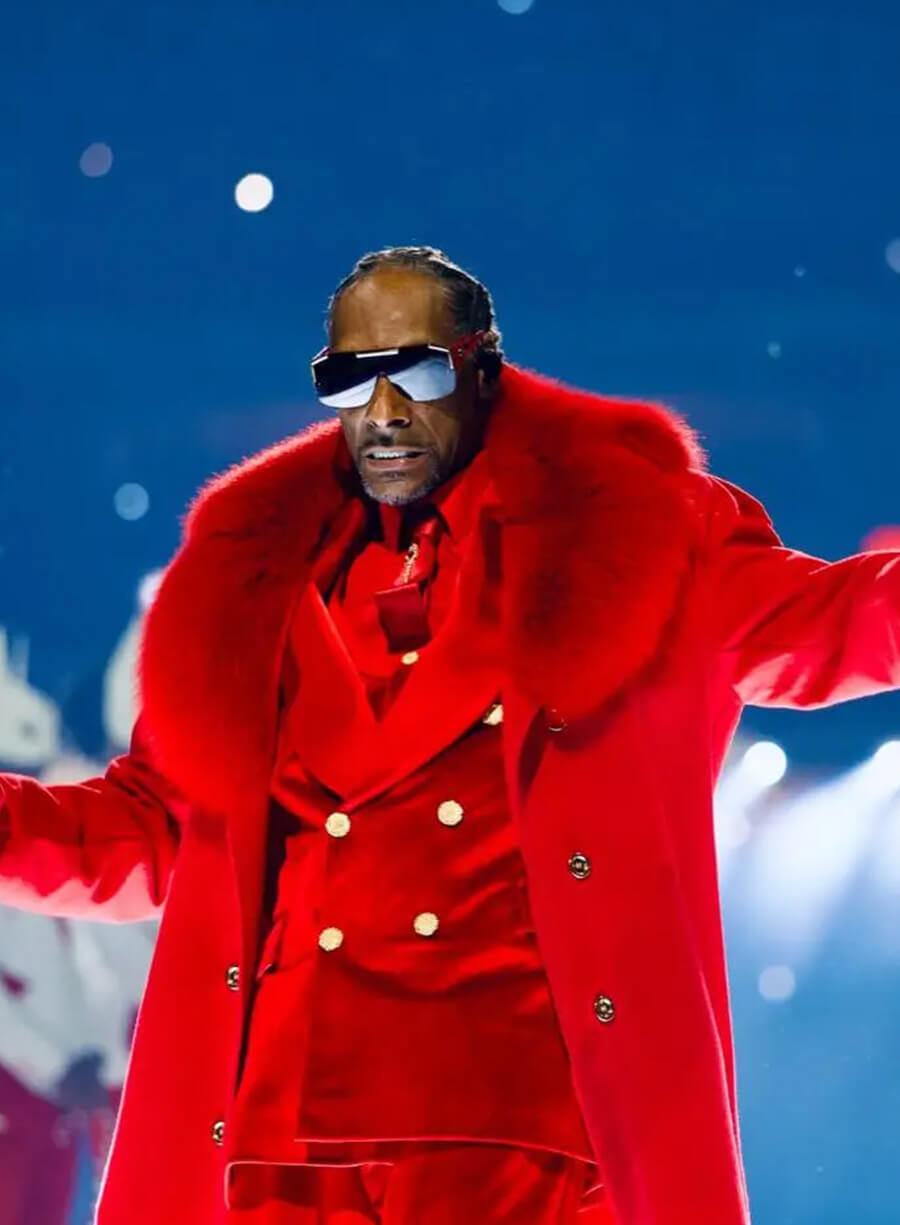 Snoop Dogg Holiday Halftime Party Red Christmas Coat