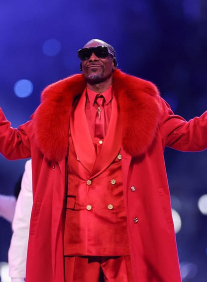 Snoop Dogg Holiday Halftime Party Red Christmas Coat