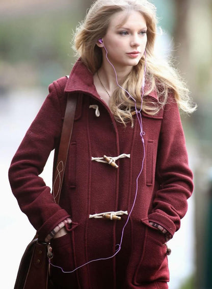 Taylor Swift Maroon Duffle Coat