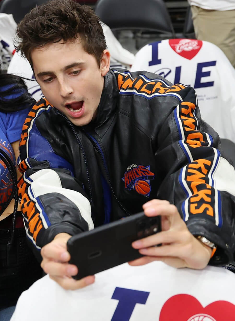 Timothée Chalamet New York Knicks Black Jacket
