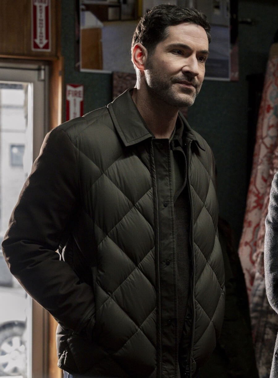 Tom Ellis CIA 2026 Colin Glass Green Puffer Jacket