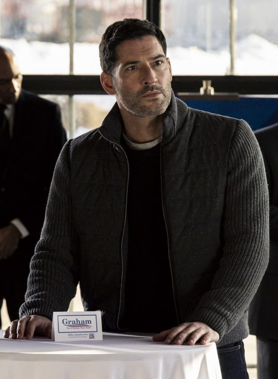 Tom Ellis CIA 2026 Colin Glass Grey Wool Jacket