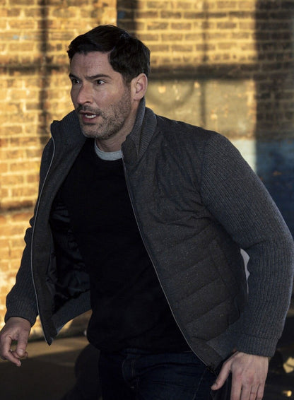 Tom Ellis CIA 2026 Colin Glass Grey Wool Jacket